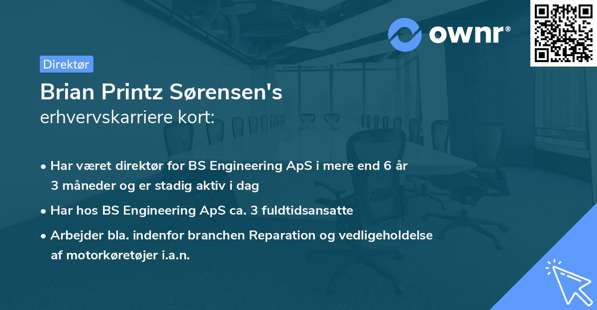 Brian Printz Sørensen's erhvervskarriere kort