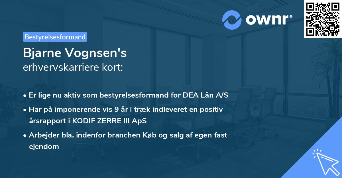 Bjarne Vognsen's erhvervskarriere kort