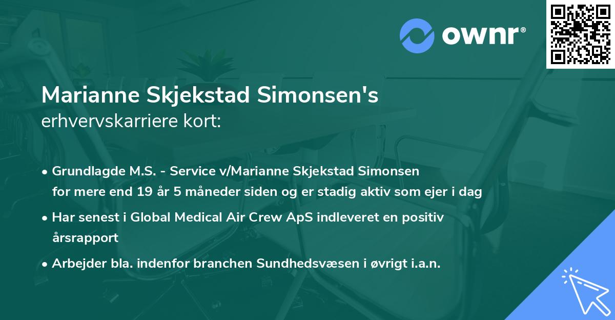 Marianne Skjekstad Simonsen's erhvervskarriere kort