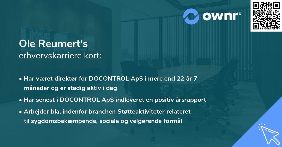 Ole Reumert's erhvervskarriere kort