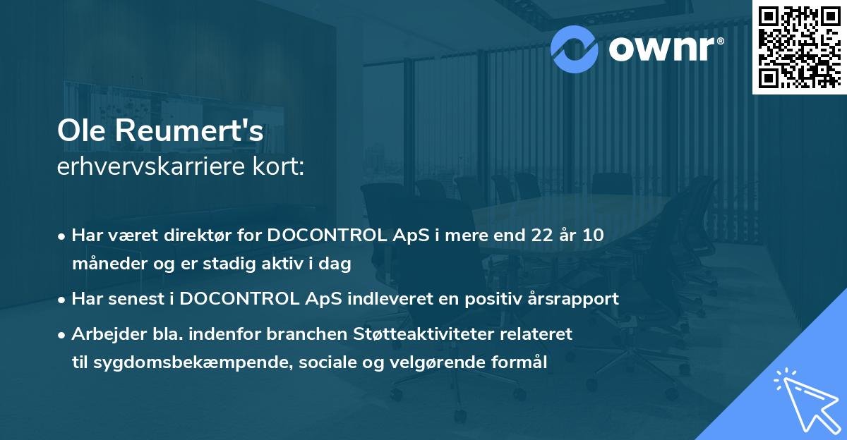 Ole Reumert's erhvervskarriere kort