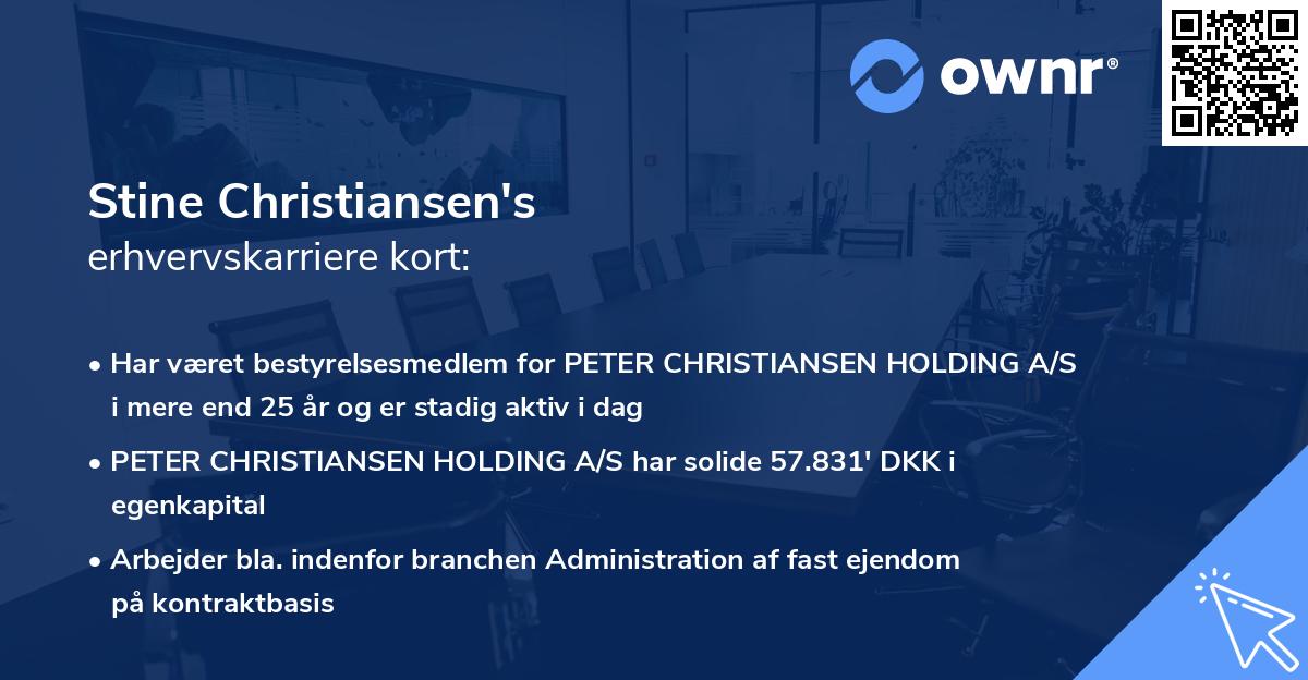 Stine Christiansen's erhvervskarriere kort