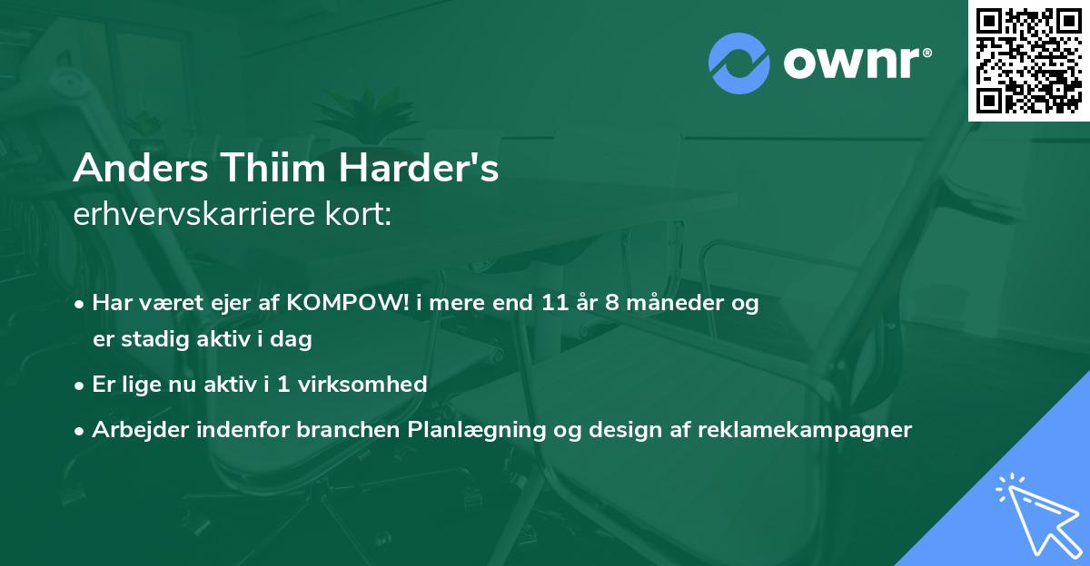Anders Thiim Harder's erhvervskarriere kort