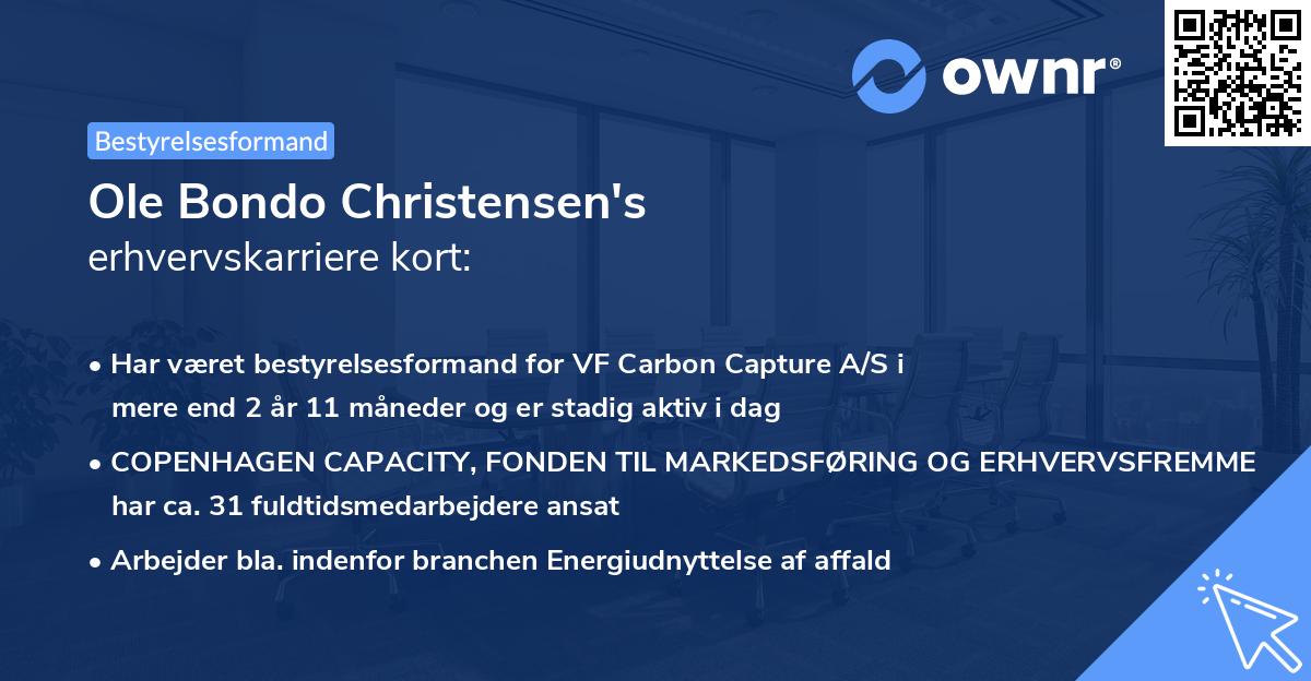 Ole Bondo Christensen's erhvervskarriere kort