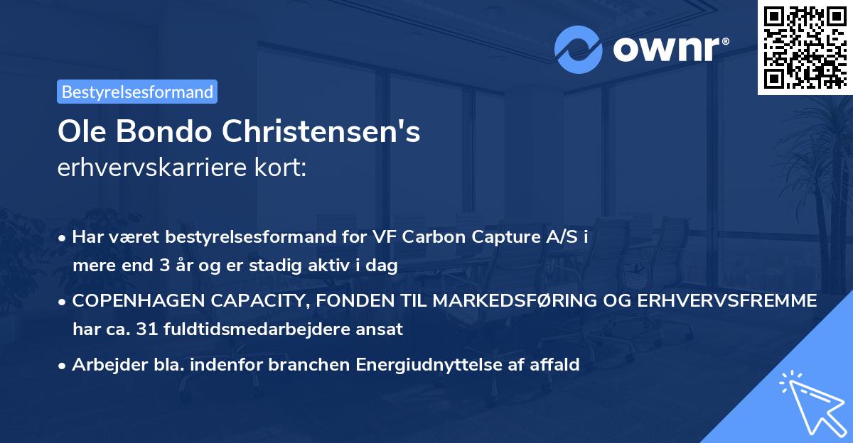Ole Bondo Christensen's erhvervskarriere kort