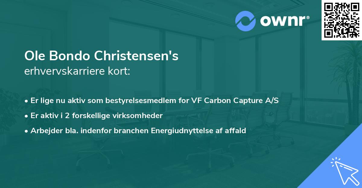 Ole Bondo Christensen's erhvervskarriere kort