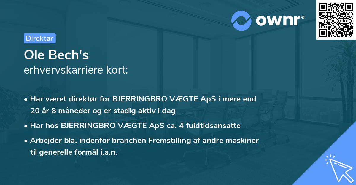 Ole Bech's erhvervskarriere kort