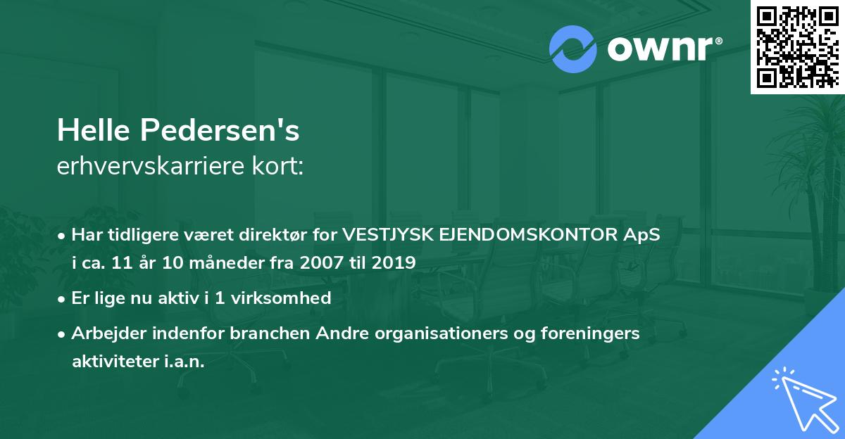 Helle Pedersen's erhvervskarriere kort