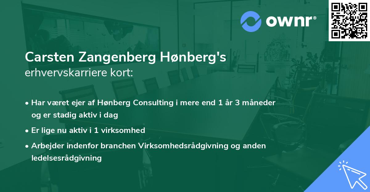 Carsten Zangenberg Hønberg's erhvervskarriere kort