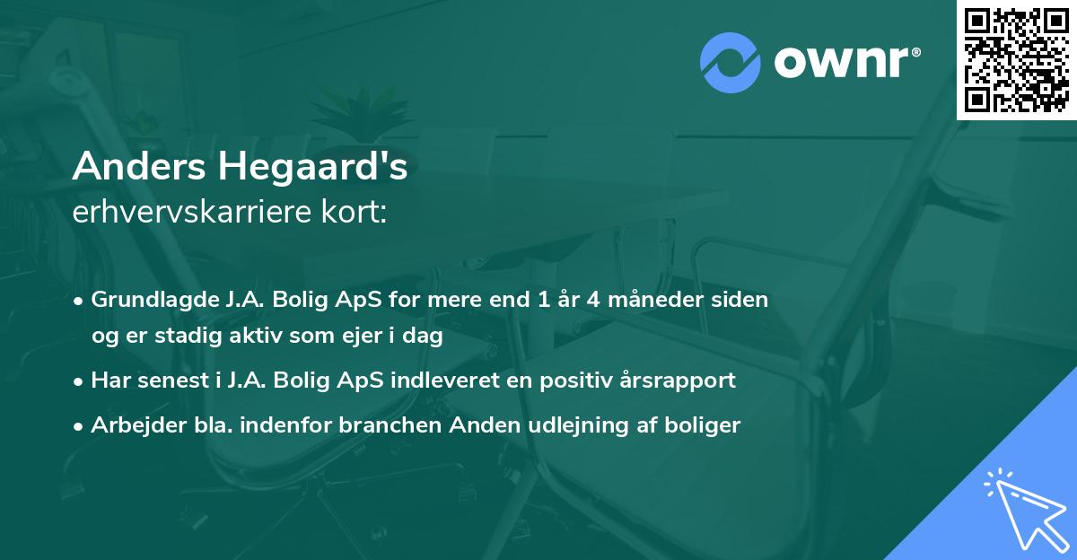 Anders Hegaard's erhvervskarriere kort