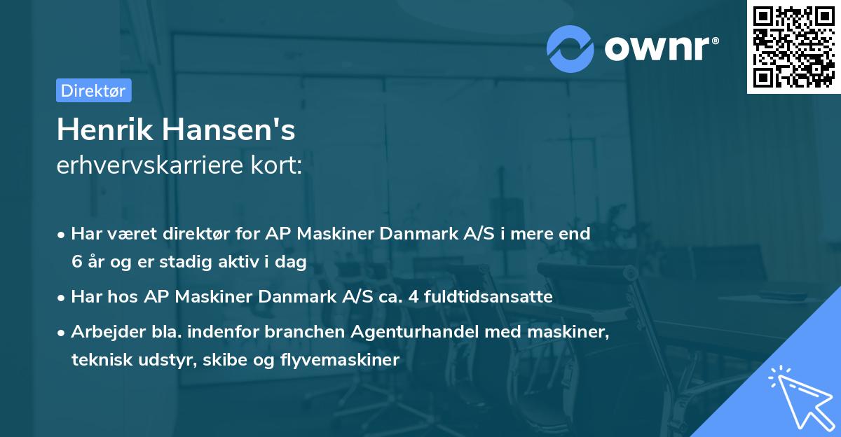 Henrik Hansen's erhvervskarriere kort