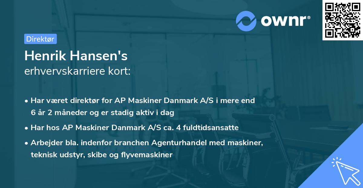 Henrik Hansen's erhvervskarriere kort