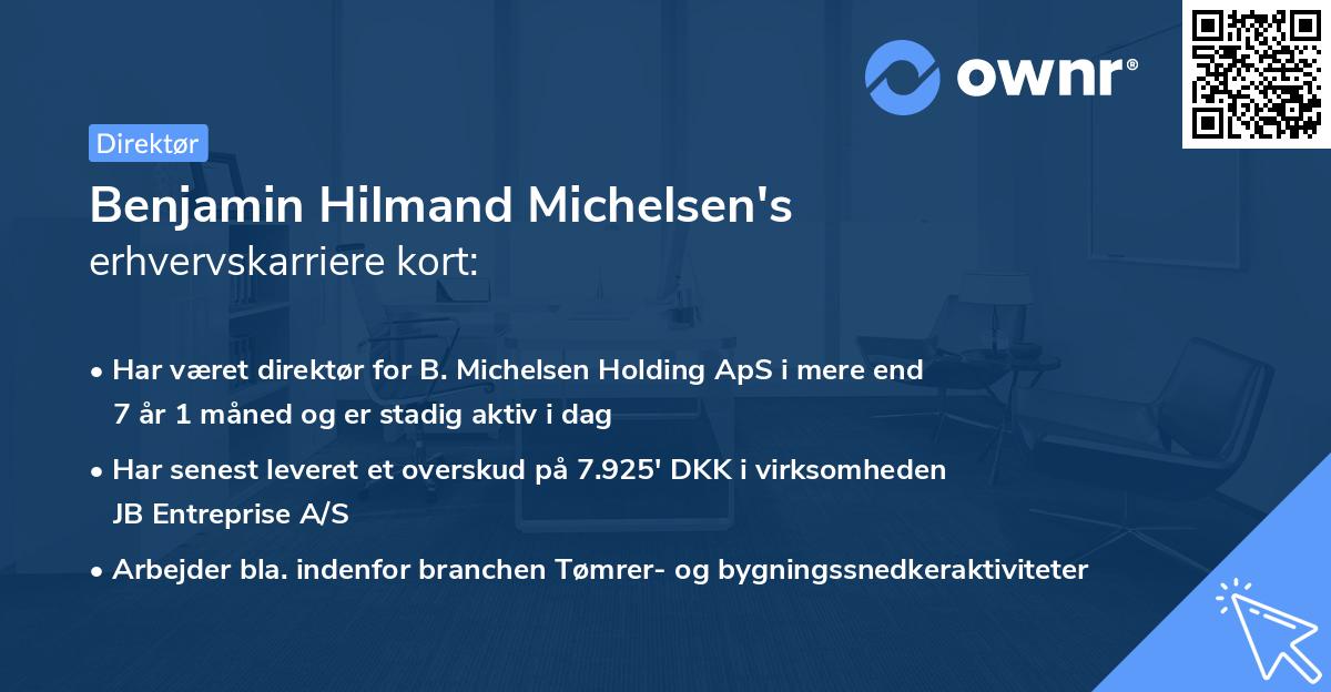 Benjamin Hilmand Michelsen's erhvervskarriere kort