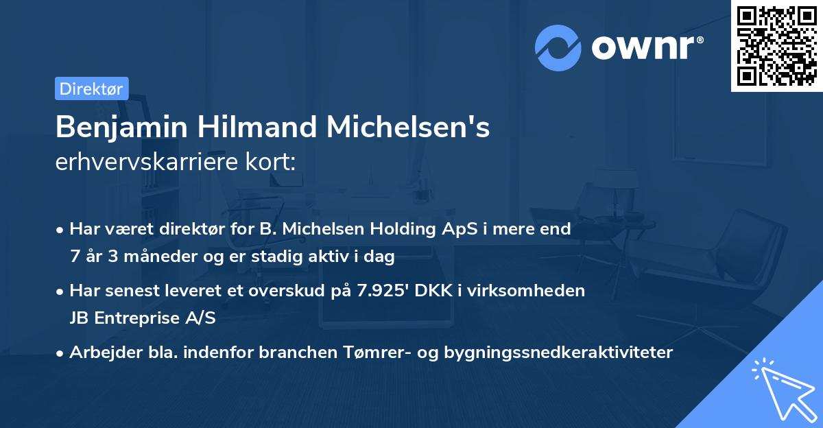 Benjamin Hilmand Michelsen's erhvervskarriere kort