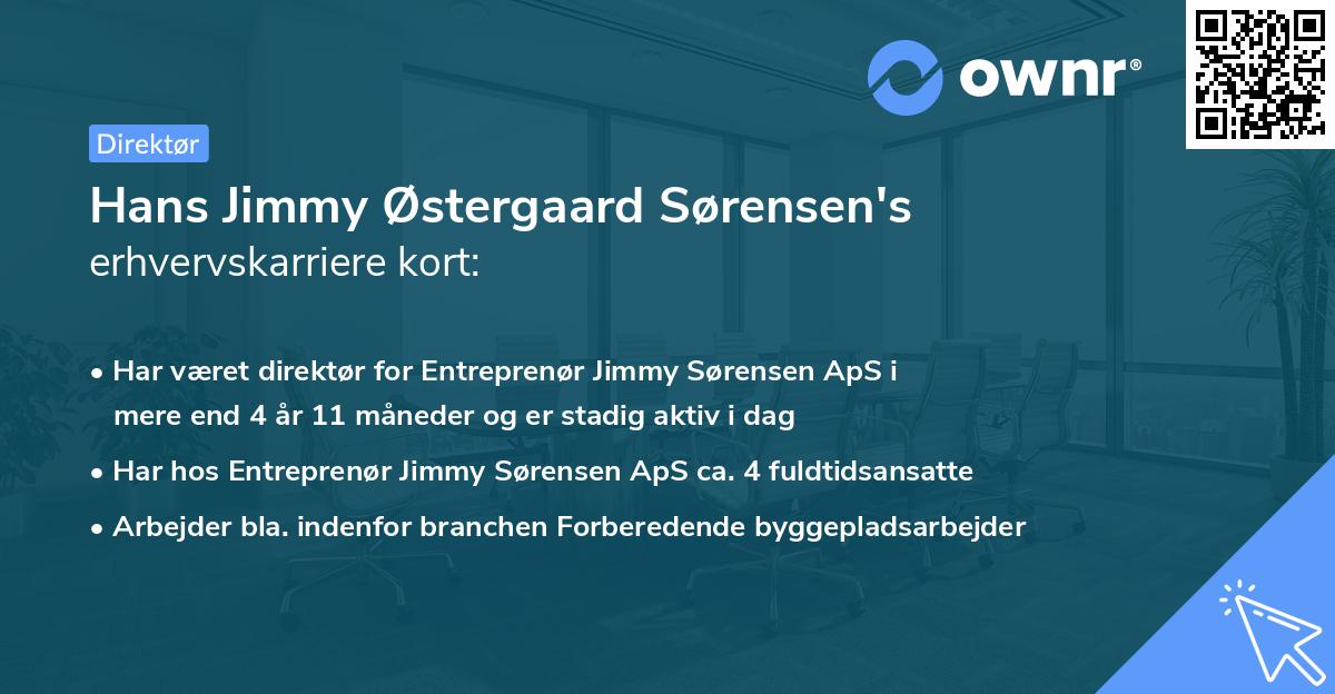 Hans Jimmy Østergaard Sørensen's erhvervskarriere kort