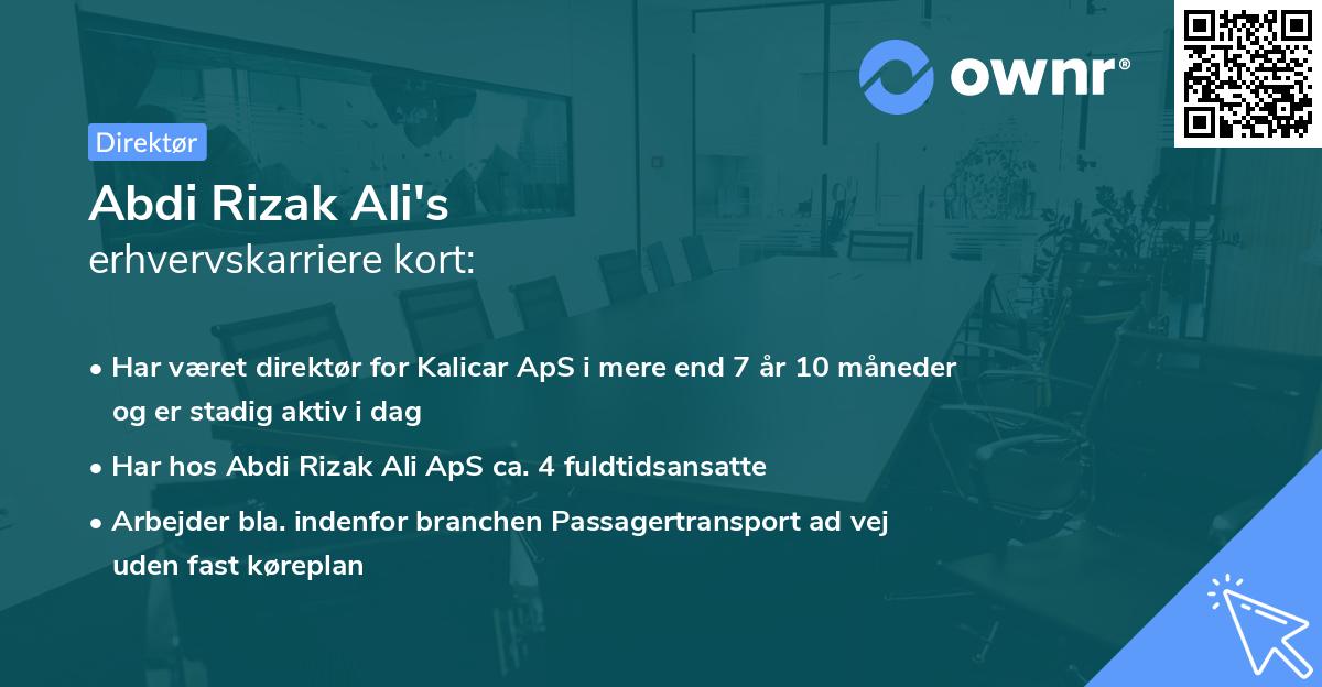 Abdi Rizak Ali's erhvervskarriere kort