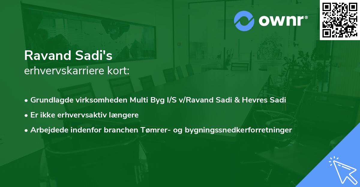 Ravand Sadi's erhvervskarriere kort