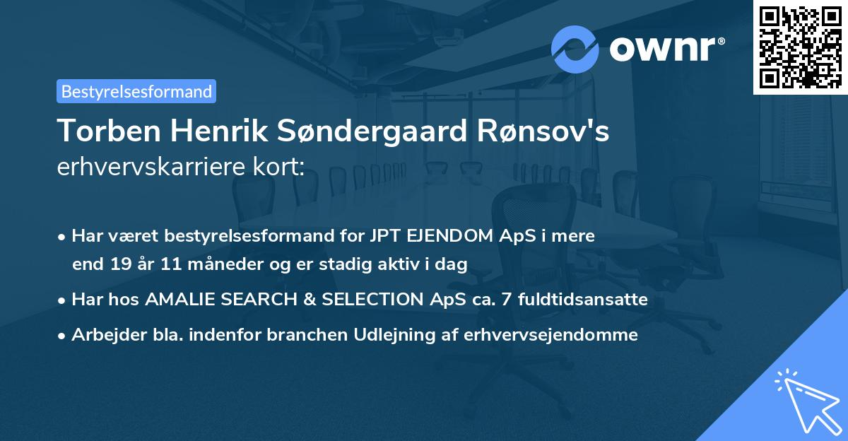 Torben Henrik Søndergaard Rønsov's erhvervskarriere kort