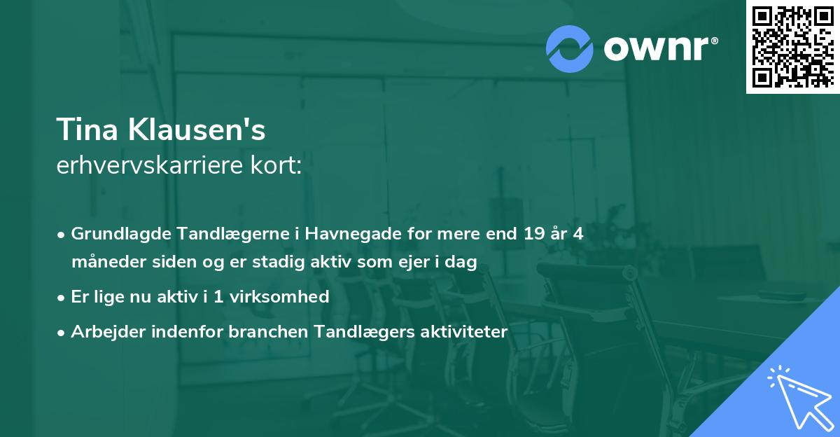 Tina Klausen's erhvervskarriere kort