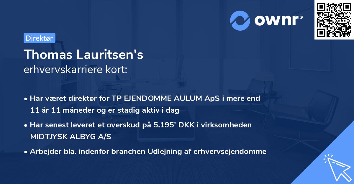 Thomas Lauritsen's erhvervskarriere kort