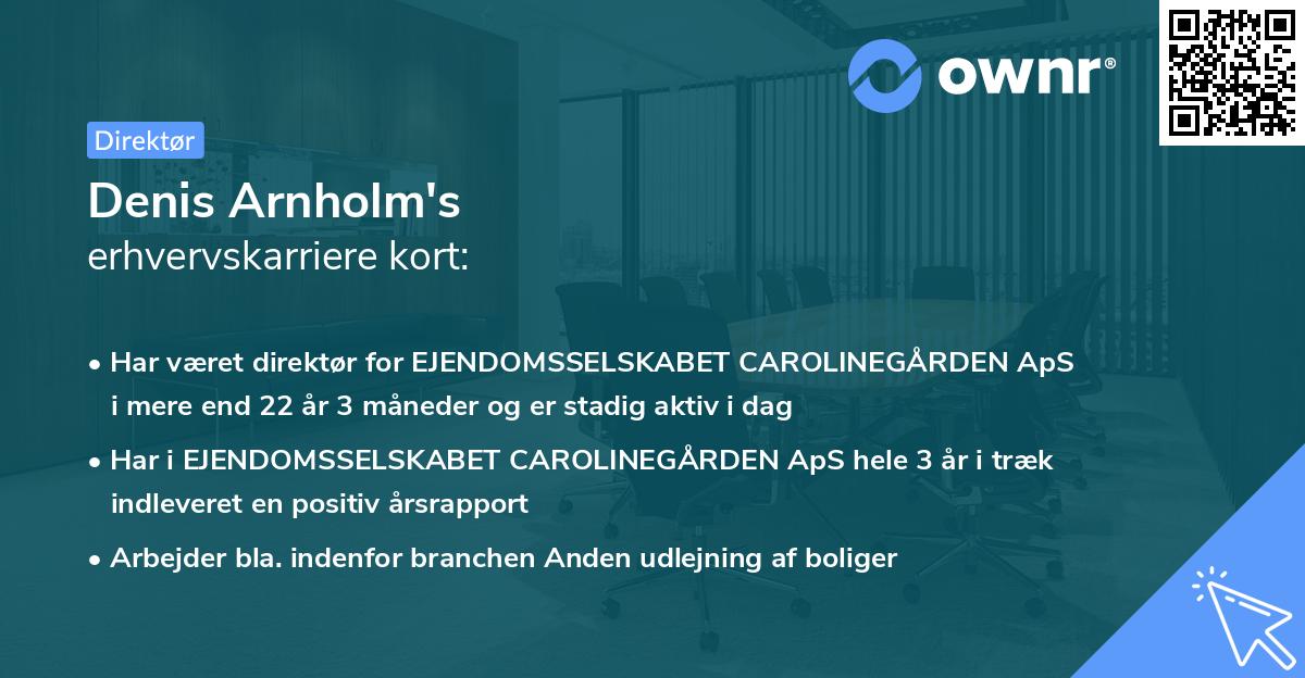 Denis Arnholm's erhvervskarriere kort