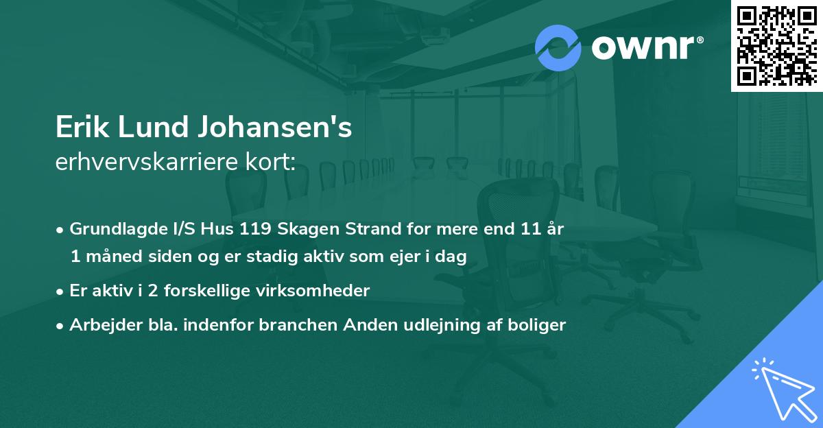 Erik Lund Johansen's erhvervskarriere kort