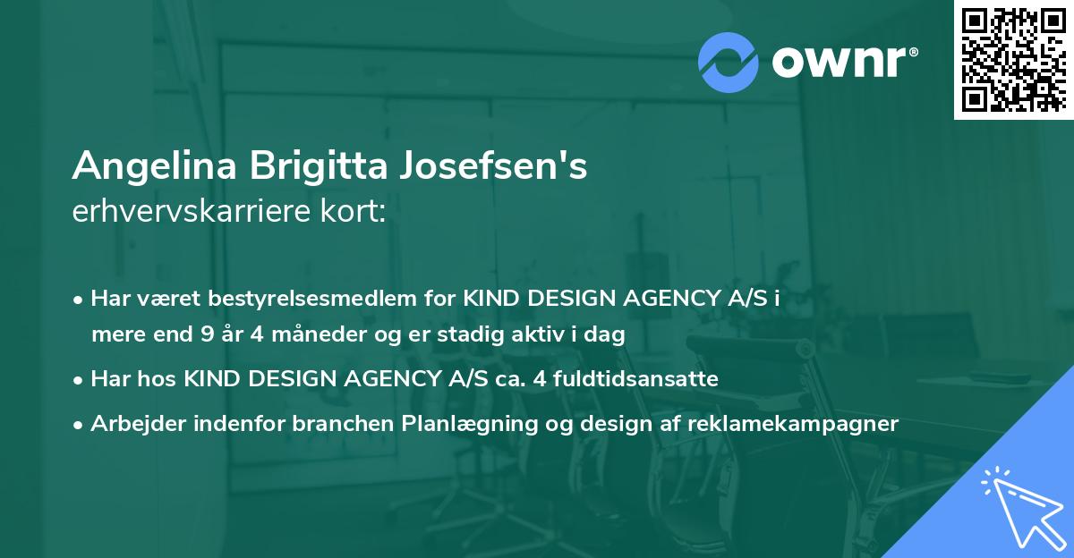 Angelina Brigitta Josefsen's erhvervskarriere kort