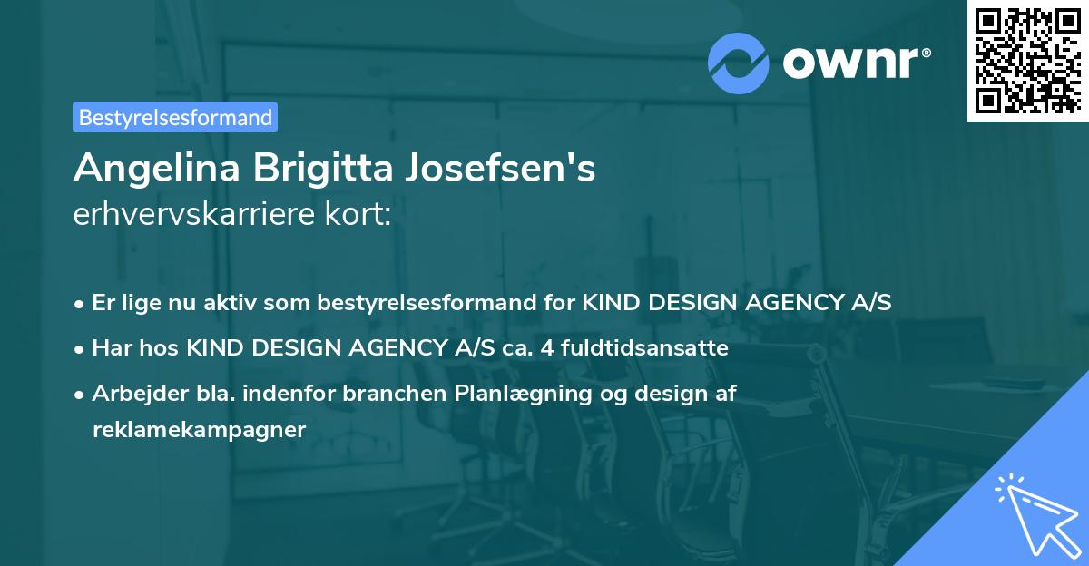 Angelina Brigitta Josefsen's erhvervskarriere kort