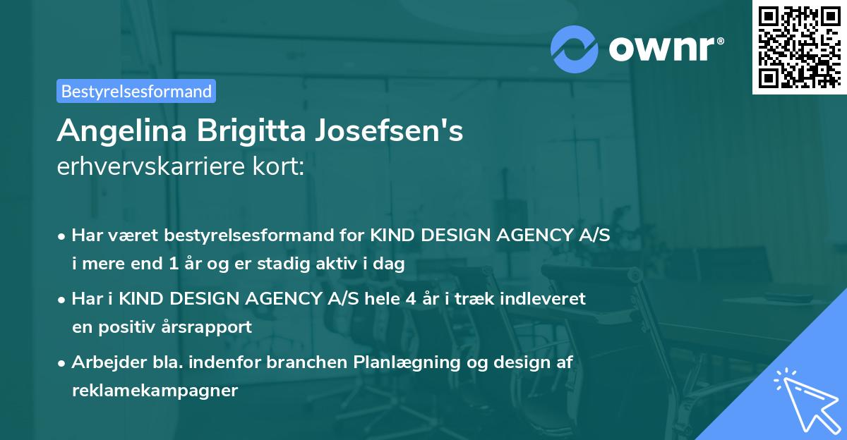 Angelina Brigitta Josefsen's erhvervskarriere kort