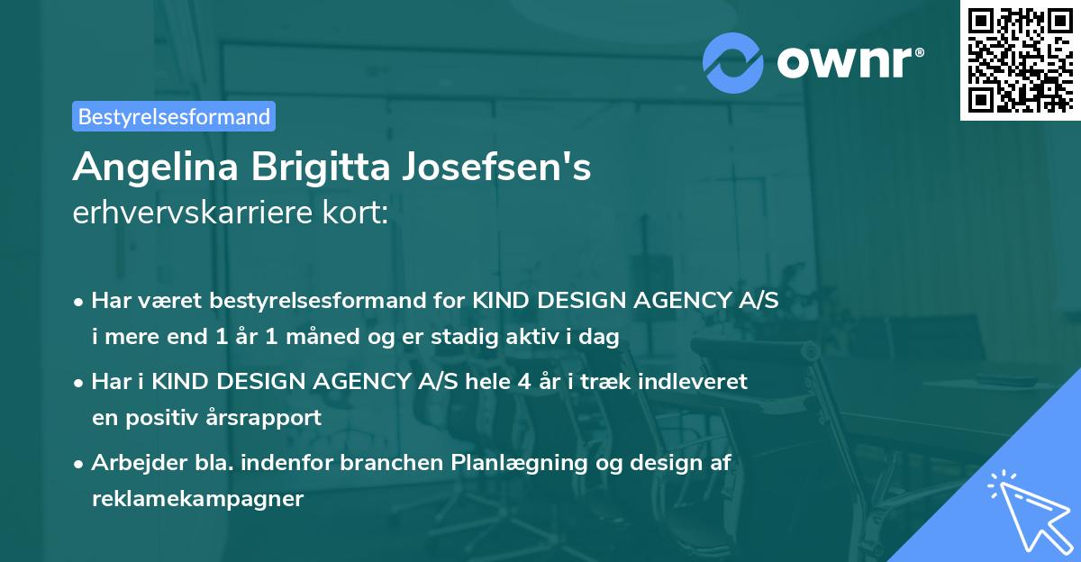 Angelina Brigitta Josefsen's erhvervskarriere kort