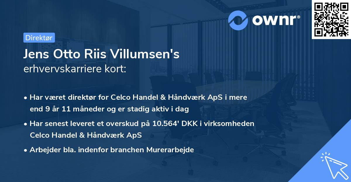 Jens Otto Riis Villumsen's erhvervskarriere kort