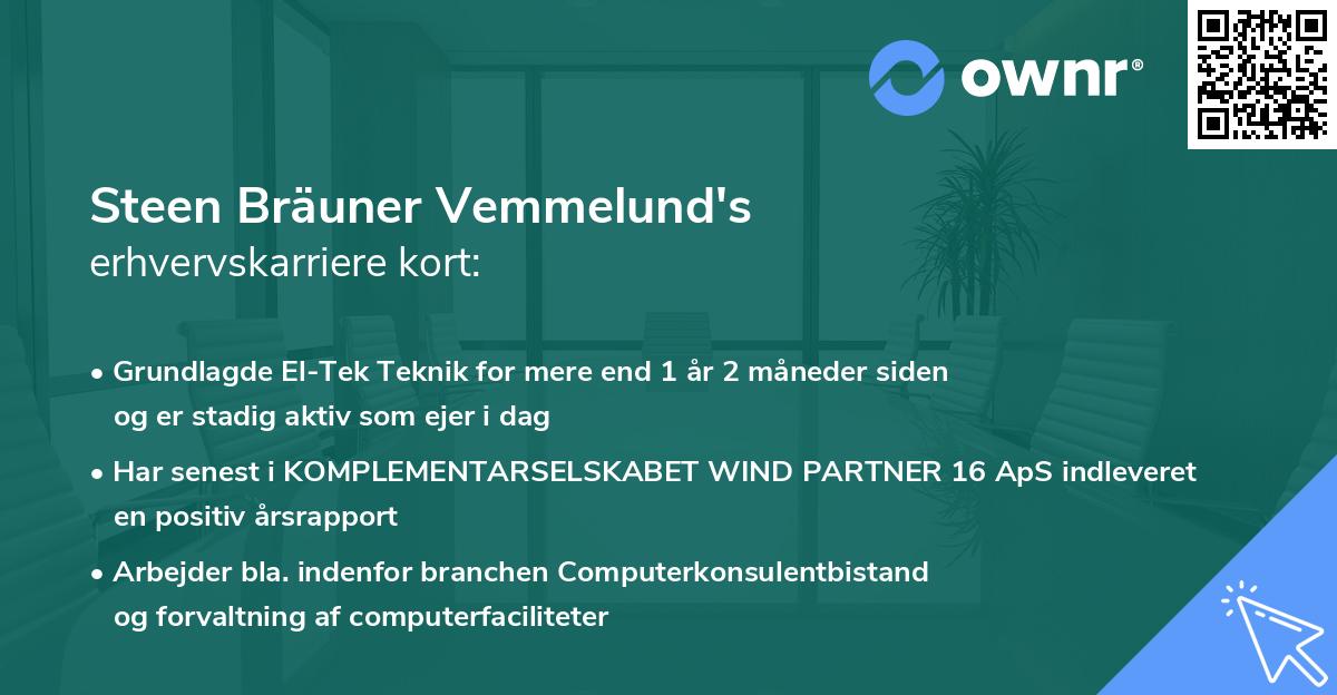 Steen Bräuner Vemmelund's erhvervskarriere kort
