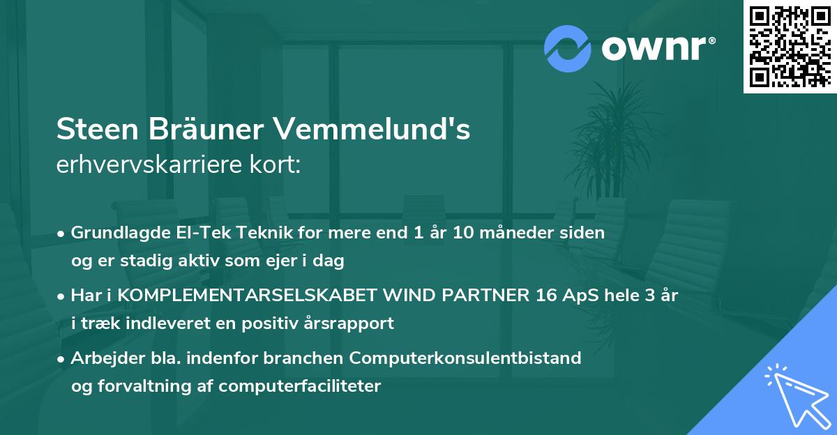 Steen Bräuner Vemmelund's erhvervskarriere kort