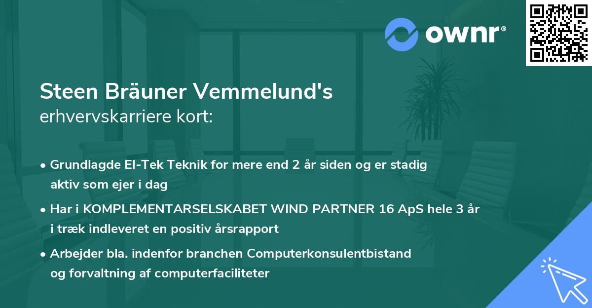 Steen Bräuner Vemmelund's erhvervskarriere kort