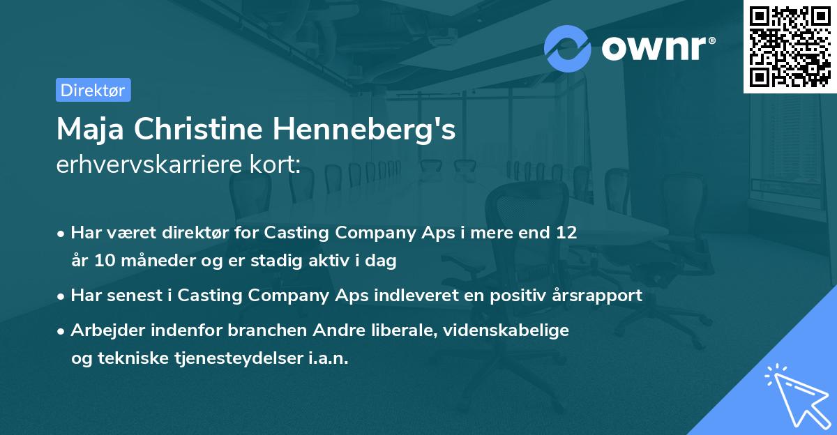 Maja Christine Henneberg's erhvervskarriere kort