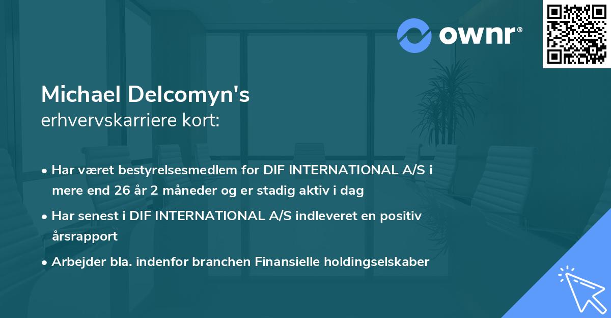Michael Delcomyn's erhvervskarriere kort