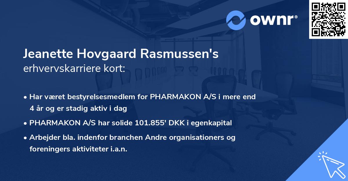 Jeanette Hovgaard Rasmussen's erhvervskarriere kort