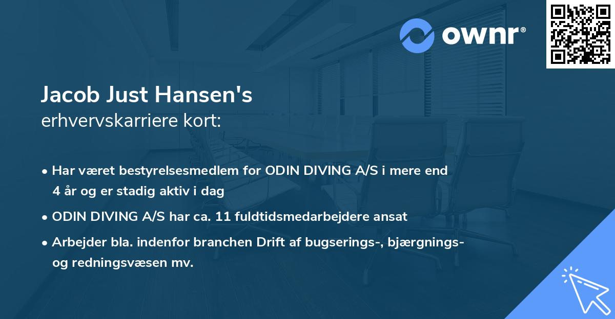 Jacob Just Hansen's erhvervskarriere kort