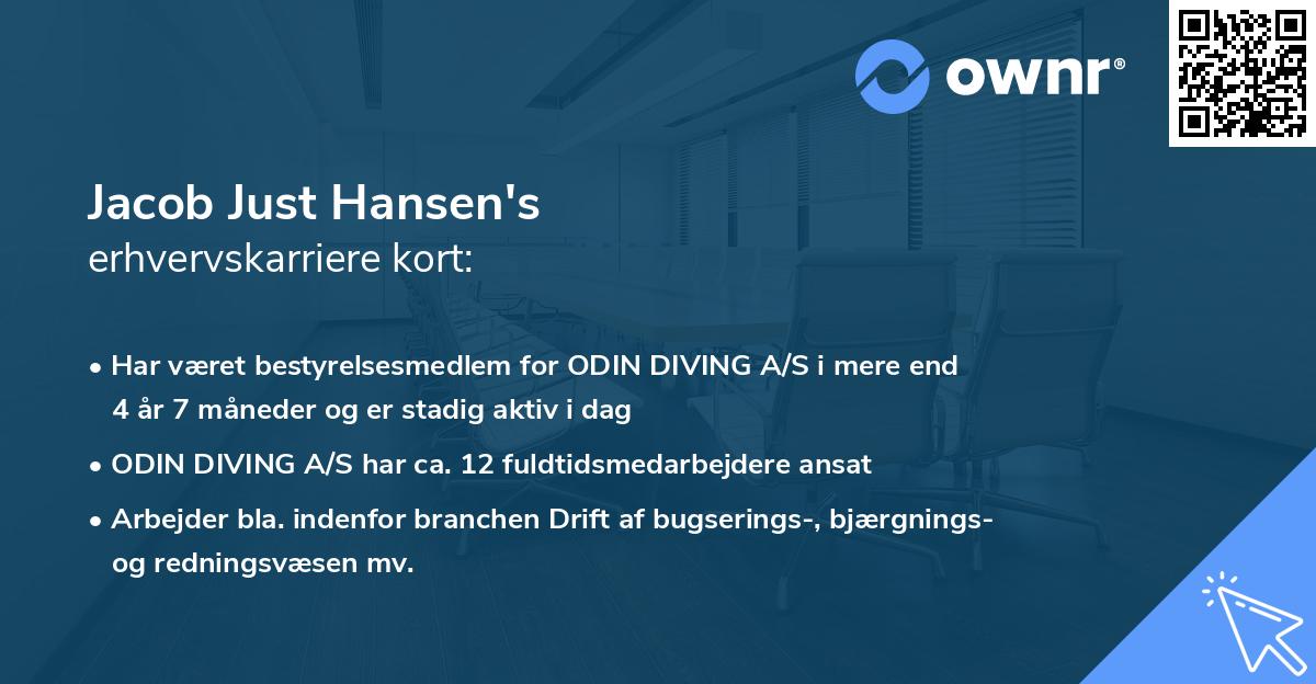 Jacob Just Hansen's erhvervskarriere kort