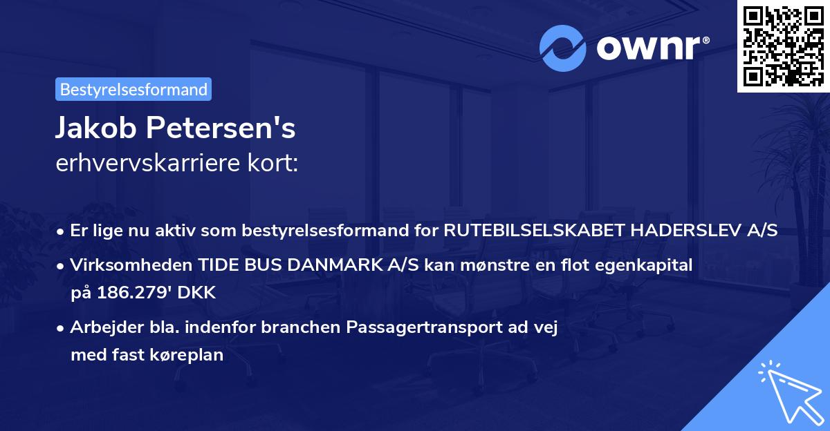 Jakob Petersen's erhvervskarriere kort