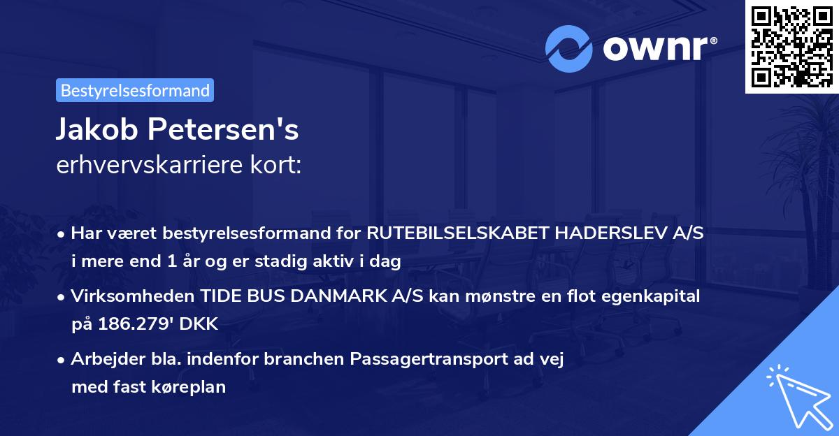 Jakob Petersen's erhvervskarriere kort