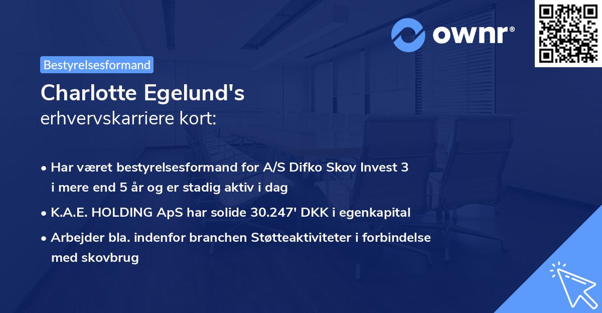 Charlotte Egelund's erhvervskarriere kort