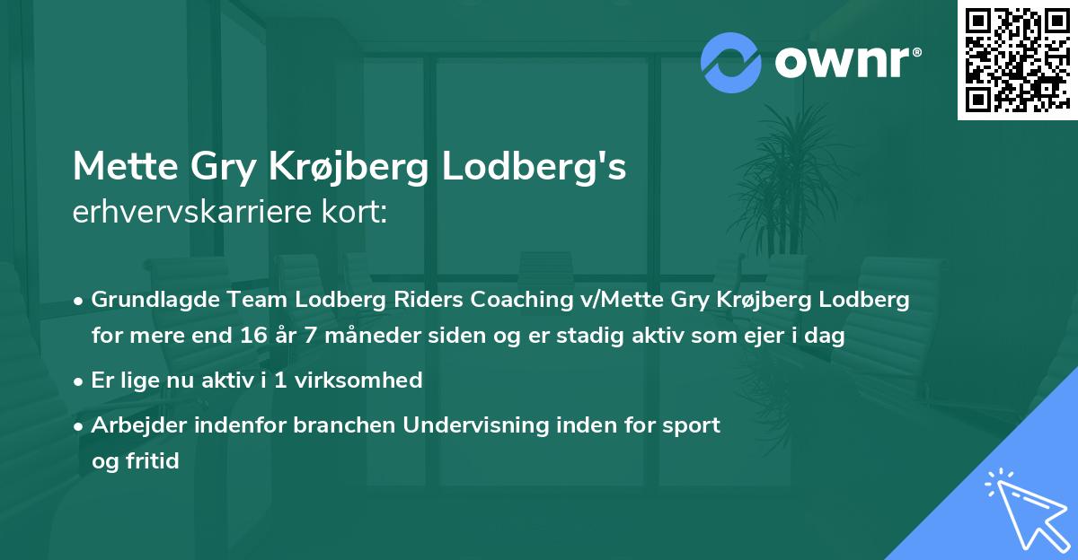 Mette Gry Krøjberg Lodberg's erhvervskarriere kort