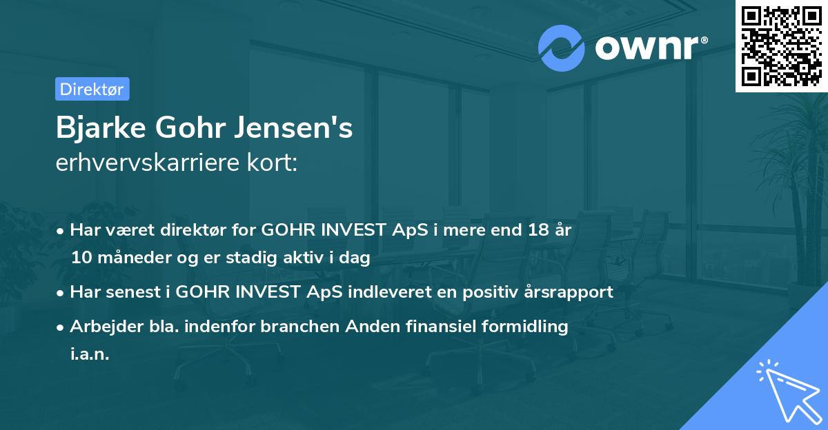 Bjarke Gohr Jensen's erhvervskarriere kort