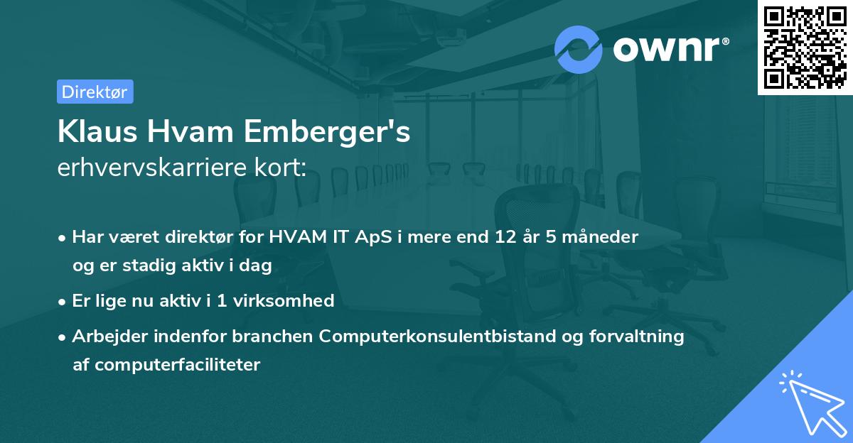 Klaus Hvam Emberger's erhvervskarriere kort
