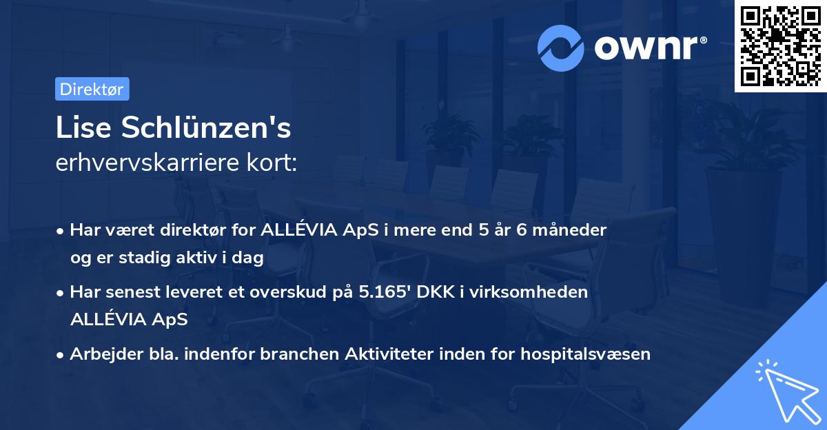 Lise Schlünzen's erhvervskarriere kort