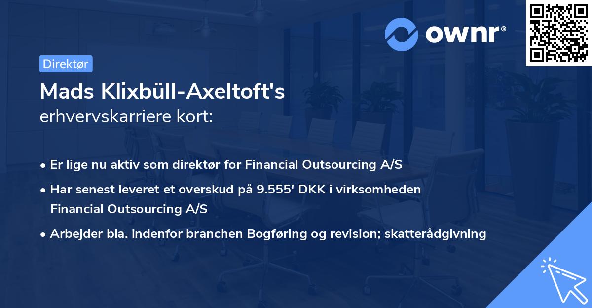 Mads Klixbüll-Axeltoft's erhvervskarriere kort