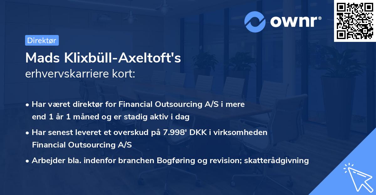Mads Klixbüll-Axeltoft's erhvervskarriere kort