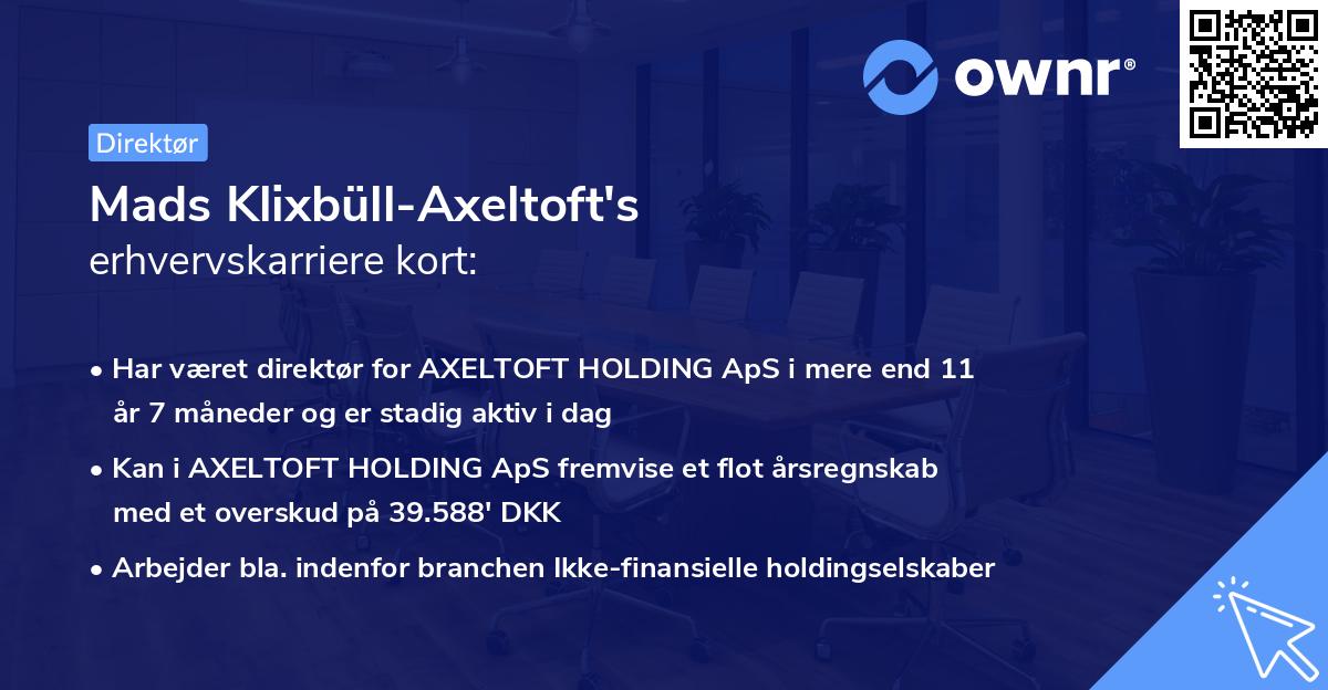 Mads Klixbüll-Axeltoft's erhvervskarriere kort