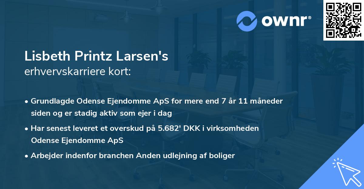Lisbeth Printz Larsen's erhvervskarriere kort